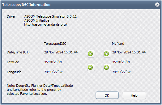 telescope control info